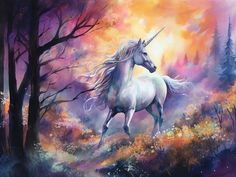 Unicorn in the Dark - Paint by numbers Unicorn Paintings, Unicorn Images, Unicorn Painting, Dark Paintings, Dark Paint, Mystical Animals, Fantasy Paintings, The Unicorn, Art Kit