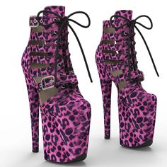 TAAFO 20CM/8inches Leopard Ankle Boots High Heel Platform Pole Dance Boot lemon green color-35 Green Platform Party Boots, Pink Round Toe Heels For Club, Green Platform Boots For Party, Multicolor High Heel Platform Boots For Party, Multicolor Platform Boots For Parties, Pink Fitted High Ankle Platform Boots, Pink High Heel Club Boots, Pink High Heel Boots For Club, Pink High Heel Platform Boots For Party