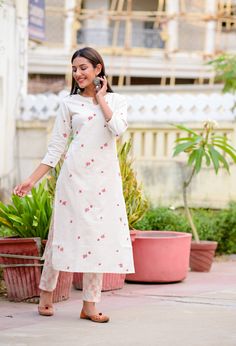 off-white-printed-kurta-with-trousers-10102016WH, Women Indian Ethnic Clothing, Cotton Kurta Set Cheap White Cotton Kurta, Spring Sets With Side Slits, Off White Straight Kurta For Spring, Off White Kurta With Printed Motifs For Spring, White Straight Kurta Set For Spring, Spring Off White Kurta With Printed Motifs, Spring White Sets With Printed Motifs, Spring White Kurta With Printed Motifs, White Cotton Sets With Straight Pants