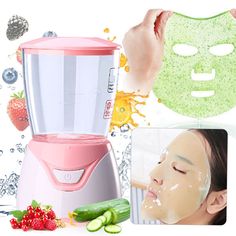 Natural Collagen Fruit Vegetable DIY Face Mask Maker Machine Facial Skin Care Features: Exquisite design, small body and light weight makes it portable for travel.  Better nutritious absorption, whitening skin, restoring skin flexibility and vitality. Low noise, one button to operate, easy to operate. It allows you to make various kinds natural face masks depending on your skin. The mask will be formed evenly on the mask plate by only pouring the liquid, no need of paper mask or spoon to shape i Tighten Facial Skin, Diy Collage, Mask Maker, Turmeric Face Mask, Collagen Facial, Natural Face Mask, Diy Facial, Skin Care Spa, Facial Spa