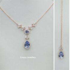 Jewerly Handmade Luxury Tanzanite Wedding Earrings, Luxury Gold Tanzanite Necklace, Luxury Glass Jewelry For Weddings, Gold Bridal Jewelry, Rose Gold Bridal Jewelry, Backdrop Wedding, Oc Inspo