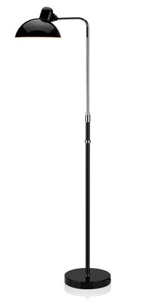 a black floor lamp on a white background