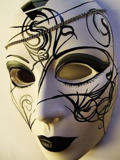 By Aleksandra Vitanovski https://www.facebook.com/aleksandra.vitanovski http://mysticairbrush.rs/ Ceramic Faces, Wedding Decor Vases, Mask Ideas, Photo Mask, Number 3, Sewing Bag, Mask Design