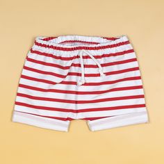 Cuddle Sleep Dream Rolled Hem Shorts Red/White Stripe Rolled Hem Shorts Beach Pants With Built-in Shorts, Cotton Swim Trunks With Drawstring For Summer, Cotton Stretch Shorts With Drawstring, Cotton Drawstring Swim Trunks, Stretch Cotton Shorts With Drawstring, Stretch Cotton Drawstring Shorts, Red Bottoms With Elastic Waistband For Playwear, Striped Cotton Swim Trunks For Summer, Playful Drawstring Bottoms For Summer