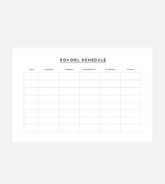 a blank school schedule is shown on a white background