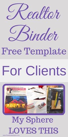 the realtor binder free template for client's my sphere loves this one