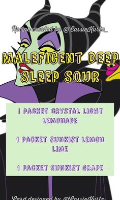 an image of the maleficent deep sleep sourr with instructions for how to use it