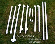 white plastic pipes laid out on the grass with text overlay that says pv supplies simple simon and company