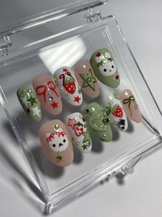 Thumb - pinky: 17mm, 12mm, 14mm, 13mm, 10mm Handmade luxury gel press on nails Based in Brisbane, Aus 3d Japanese Nail Art, Matcha Strawberry Nails, Strawberry Matcha Nails, Nails Press On, Vintage Nail Designs, Press On Nail Designs, Fall Nails Art, Press On Nails Size, Gel Polish Nail Designs