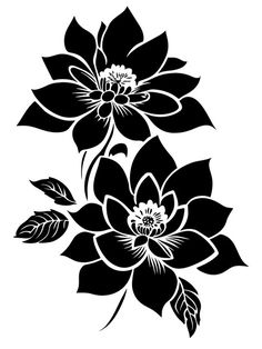 a black and white flower on a white background