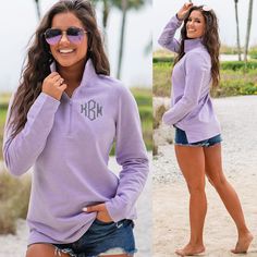 Pair this custom sweatshirt with your favorite leggings or skinny jeans for an everyday combo that’s sure to be your go-to style for everything from running errands to sipping a glass of wine with the girls. Monogram Pullover, Monogram Outfit, Monogram Sweatshirt, Monogram Models, Bespoke Fashion, Monogram Shirts, A Monogram, Quarter Zip Sweatshirt, Custom Sweatshirts