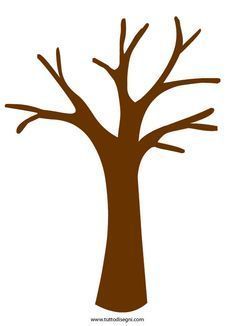 a tree with no leaves is shown in brown and white, as well as the outline of