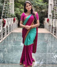 Pink Mysore Silk Saree Contrast Blouse, Red Mysore Silk Saree Contrast Blouse, Red Mysore Silk Saree, Ksic Mysore Silk Saree, Mysore Silk Saree Blouse Designs, Silk Saree Contrast Blouse, Saree Contrast Blouse, Saree Pic, Designer Bridal Lehenga Choli