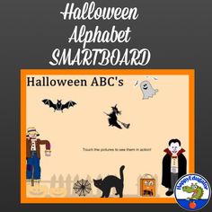 halloween alphabet smartboard with an orange border