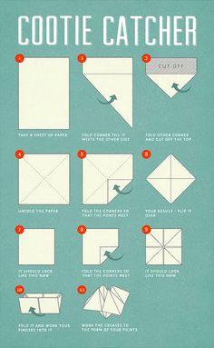 the instructions for how to make an origami cootie catcher with paper