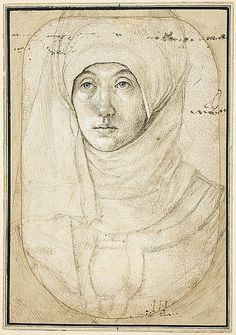 an old drawing of a woman wearing a headscarf