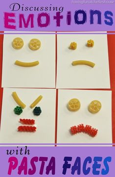 instructions for making emoticions with pasta faces from the kids's art project