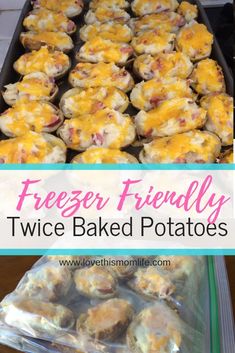 freezer friendly twice baked potatoes recipe with text overlay