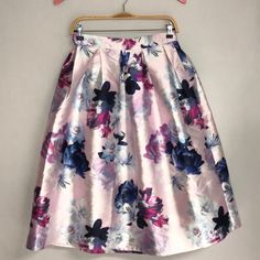 Reposhing This Item I Purchased From @Imayi. Loved It, But Ready To Rotate For Something New. Beautiful Skirt! New With Tags! Size M 14in Waist 29in Length Stock Photos To Show The Fit. Actual Skirt Color Is Seen On The First Picture- Light Pink With Magenta And Navy Flowers Feminine Floral Print Skirt For Party, Feminine Floral Print Party Skirt, Feminine Party Skirt With Floral Print, Floral Print Flowy Skirt For Party, Flowy Floral Print Skirt For Party, Flowy Floral Print Party Skirt, Pink Floral Print Full Skirt Bottoms, Pink Floral Print Full Skirt, Chic Long Pleated Skirt With Floral Print