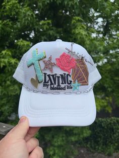 Faith themed Trucker Patch Hat. These are the hottest trend on social media today. Great for festivals, concerts, night life and everyday wear. This foam trucker hat is fully adjustable and offered in hat colors Black, White, Light Pink, Neon Pink, Neon Yellow and Green Camouflage. Custom Hats avail. One size fits all. $35 Small Print: patch, mama, cowboy, hat, faith, rock and Roll, trucker, patch, cap, chain, iron on, sew on, festival, concert, neon, baseball cap, ball hat, chain, vintage, retr Trendy Festival Snapback Hat One Size, Trendy Festival Snapback Hat, Trendy Curved Brim Snapback Hat For Festival, Trendy Curved Brim Snapback For Festivals, Festival Trucker Baseball Cap, Snapback Hats For Music Festival, Trendy Snapback Hats For Festival, Trendy Snapback Hat For Festivals, Trendy Flat Brim Baseball Cap For Festivals