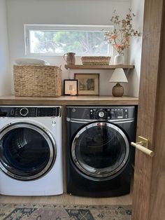 a washer and dryer sitting next to each other