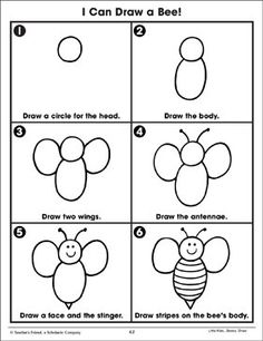 the instructions for how to draw a bee in four different ways with pictures on it