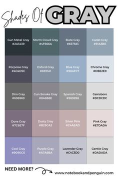 shades of gray with the words shades of gray on it in different colors and sizes