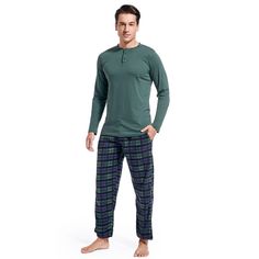 PRICES MAY VARY. Comfortable Mens Pajama Pants: The pajamas for men with cotton top shirt and polyester pajama bottoms, material is soft matching attractive colors and patterns make them good looking style pajama sets, also meet warm and comfortable expectations. Cotton long sleeve shirt is breathable, moisture wicking properties to keep skin dry; polyester fleece pajama pants fuzzy cozy ultra-soft features suitable for any cool season, thus this mens pjs sets is a cost-effective sleepwear for e Pajama Pants Plaid, Pajama Pants Men, Fuzzy Pajama Pants, Plaid Pjs, Mens Pajama, Flannel Pj Pants, Mens Pjs, Soft Features, Pj Pant