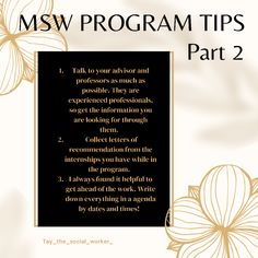 the front cover of msw program tips part 2, with an image of a flower