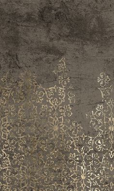 an abstract painting with gold and silver colors on a gray background, in the style of damask