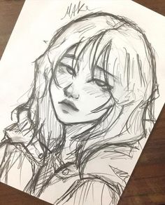 a drawing of a girl with long hair