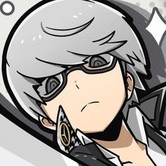 an anime character with grey hair and glasses