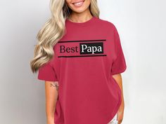 Celebrate your amazing dad with our "Best Papa" T-Shirt! This high-quality tee is perfect for Father's Day, birthdays, or just because. Show your dad how much he means to you with a stylish and comfortable t-shirt he can wear proudly. **Product Features - 👕 **Premium Quality Fabric Made from 100% cotton for superior comfort and durability. - ✨ **Unique Design Features a bold "Best Papa" print. - 🌈 **Available in Multiple Colors Choose from a variety of colors to suit your dad's style. - 🎁 **Perfect Gift Ideal for Father's Day, birthdays or any day to celebrate your wonderful dad. **Wash Instructions - 🌀 **Machine Wash Cold with like colors. - 🚫 **Do Not Bleach Keeps the colors vibrant and fresh. - 📏 **Tumble Dry Low To maintain size and fit. - 🔄 **Inside Out Iron inside out if neede Papa T Shirt, Dad's Birthday, Dad Fashion, Xmas Shirts, Comfort Color, Dad Birthday, Birthday Shirt, Birthday Shirts, Tshirt Colors