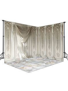 an image of a stage set up for a wedding or special event with curtains on the side