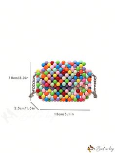 BirdinBag - Compact Colorblock Beaded Crossbody Bag with Flap - Mini Size Trendy Multicolor Beaded Shoulder Bag, Trendy Multicolor Beaded Bags, Elegant Multicolor Beaded Square Shoulder Bag, Elegant Multicolor Square Beaded Shoulder Bag, Multicolor Rectangular Bag With Colorful Beads, Multicolor Rectangular Shoulder Bag With Colorful Beads, Multicolor Beaded Crossbody Shoulder Bag, Multicolor Beaded Rectangular Shoulder Bag, Multicolor Square Beaded Bag