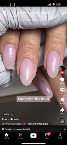 Glazed Lavender Nails, Lavender Milk Nails, Lavender Glazed Nails, Milky Lavender Nails, Pink Nails Opi, Short Nails Summer, Nail Inspired, Sheer Nails, No Chip Nails