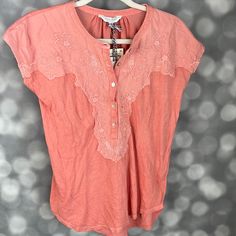 Nwt Lucky Brand Women’s Short Sleeve Henley Style Top In Washed Pink. Brand New! Soft Cotton Blend Short Sleeve Top With Buttons Half Way Down And Floral Embroidered Appliqu. Size Small. Width Pit To Pit 18in Length 22in Casual Embroidered Top With Lace Trim For Spring, Casual Embroidered Top With Lace Trim For Summer, Casual Embroidered Top For Summer Daywear, Casual Embroidered Short Sleeve Top For Daywear, Casual Embroidered Top For Daywear, Casual Embroidered Cotton Top For Daywear, Casual Cotton Embroidered Top For Daywear, Short Sleeve Henley, Top With Buttons