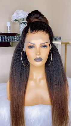 24” frontal unit custom color . Natural kinky curly. Soft bouncy and light weight . Get this looks now! Straight Frontal Wig, 27 Piece Hairstyles, Straight Frontal, Hype Hair, Beautiful Wigs, Hair Collection, Human Hair Lace Wigs, Hair Life, Frontal Wig