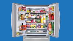 an open refrigerator filled with lots of food