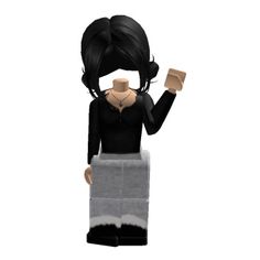 an animated woman with black hair wearing a skirt