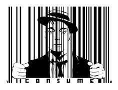 a man in a suit and hat behind barcodes with the words, don't