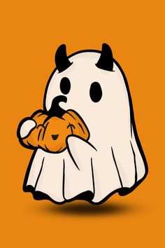 a cartoon ghost holding a piece of bread