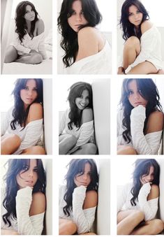 many different pictures of a woman with long hair