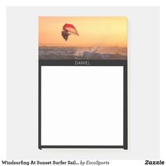 an image of a windsurfing at sunset with the caption's name above it