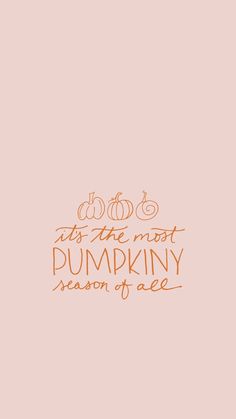 the words pumpkin season of ae are written in orange ink on a pink background with an orange outline