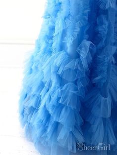 Strapless Blue Junior Prom Dresses Ruffled Skirt Cheap Sweet 16 Dress ARD2089-SheerGirl Halter Homecoming Dress, Prom Dresses Long Blue, Ball Gown Prom Dress, Sweet 16 Dress, Prom Dress With Train, Prom Dresses Simple, Strapless Evening Gowns, Junior Prom, Junior Prom Dresses