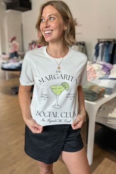 margarita social club off white unisex short sleeve graphic t-shirt Statement Tees, Social Gathering, Social Club, Glass Design, White Vintage, Must Haves, Graphic T Shirt, Graphic Tshirt, Size Small