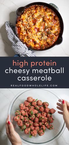 high protein cheesy meatball casserole is an easy and delicious meal