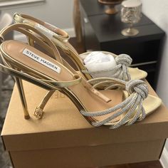 Bought For My Birthday But Changed My Mind. Never Used Champagne Heels For Party Season Formal Occasions, Glamorous High Heels For Anniversary, Gold Birthday Dress, Gold Dress Shoes, Gold Birthday, Shoes Color, Gold Dress, Birthday Dresses, My Birthday