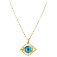 Eye pendant necklace in 18kt yellow gold set with 18 diamonds 0.40 cts. Length: 41.50 centimeters ( 16.34 inches) up to 44.50 centimeters (17.52 inches). Pendant length : 2.00 centimeters ( 0.79 inches). Total weight: 5.51 grams. Yellow Gold Plated Necklaces With Pave Setting, Yellow Gold Plated Necklace With Pave Setting, Yellow Gold-plated Necklace With Pave Setting, Yellow Gold Plated Necklaces With Diamond Eyes, Yellow Gold Plated Necklace With Diamond Eyes, Luxury Diamond Eyes Necklace As Gift, Luxury Diamond Eyes Necklace For Gift, Yellow Gold Necklace With Pave Setting As Gift, 14k Yellow Gold Diamond Necklace With Diamond Eyes